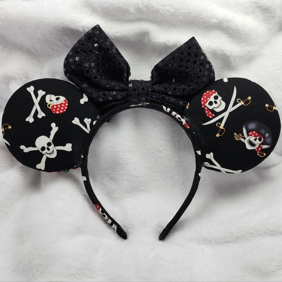 Disney PIRATE Minnie Mouse EARS w/Rhinestones & Faux Pearls • Adult • Clean - Picture 8 of 9